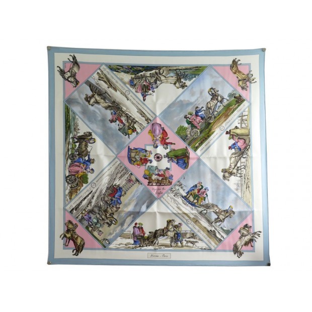 NEUF FOULARD HERMES VOYAGE EN RUSSIE CARRE 90 DUBIGEON + BOITE SOIE SCARF 375€