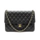 VINTAGE SAC A MAIN CHANEL TIMELESS CLASSIQUE MATELASSE CUIR NOIR BAG 