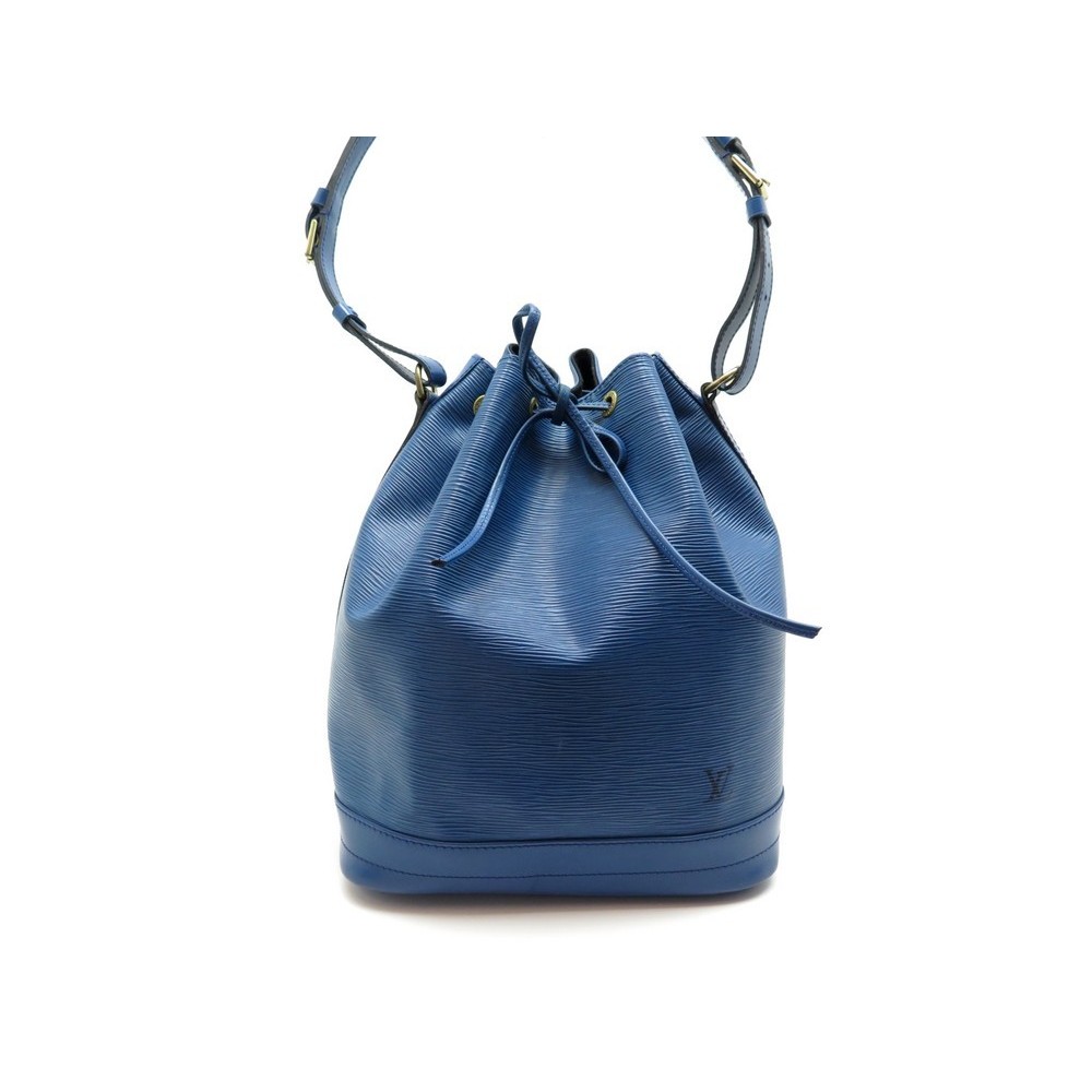 Sac bandoulière Louis Vuitton NéoNoé en cuir épi bleu indigo et cuir rouge