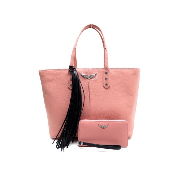 SAC ZADIG VOLTAIRE MICK CUIR ROSE + PORTEFEUILLE 