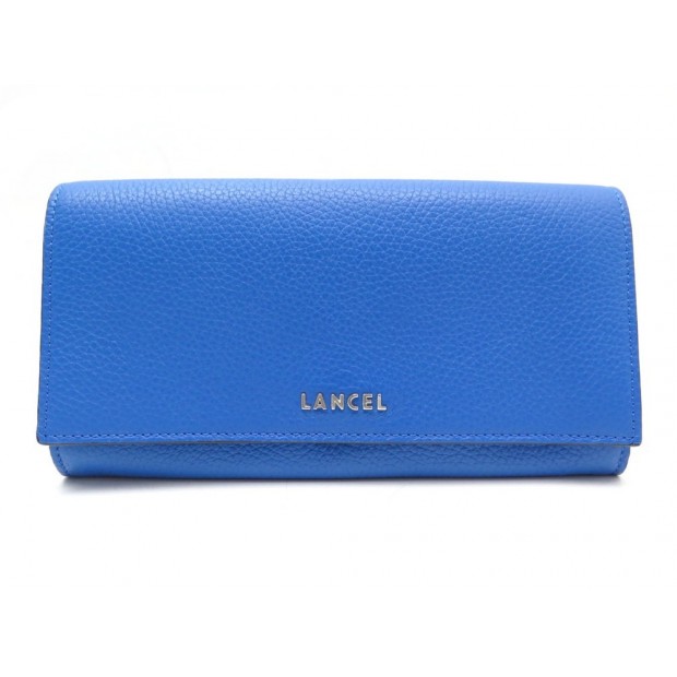 NEUF PORTEFEUILLE LANCEL A07645 PORTE MONNAIE CUIR GRAINE BLEU NEW WALLET 265€