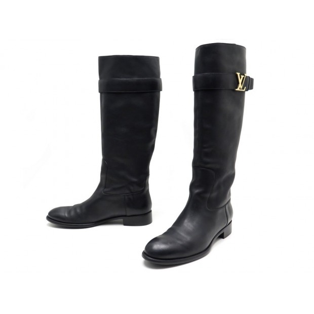 CHAUSSURES LOUIS VUITTON LEGACY BOTTES 40 BOUCLE LV CUIR NOIR BOOTS SHOES 960€