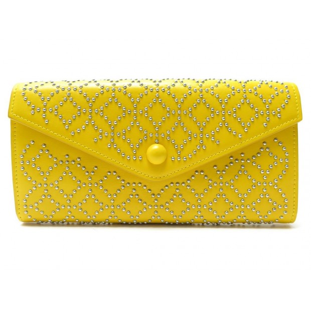 NEUF PORTEFEUILLE ALAIA CLOU ARABESQUE EN CUIR JAUNE + BOITE LEATHER WALLET 675€