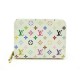 NEUF PORTE MONNAIE LOUIS VUITTON ZIPPY TOILE MONOGRAM MULTICOLORE BLANC