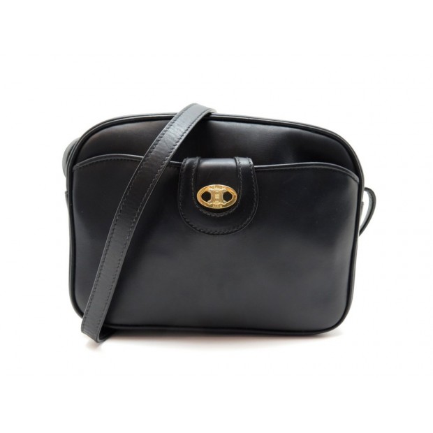 VINTAGE SAC A MAIN BANDOULIERE CELINE CUIR NOIR 