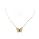 COLLIER VAN CLEEF PAPILLON OR JAUNE 18CT LAPIS LAZULI 18 DIAMANTS 0.18CT