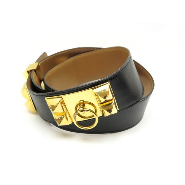 CEINTURE HERMES MEDOR COLLIER DE CHIEN T 88 94 EN CUIR BOX NOIR BOITE BELT 1780€