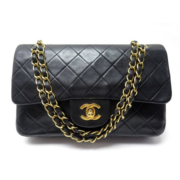 VINTAGE SAC A MAIN CHANEL TIMELESS CLASSIQUE CUIR MATELASSE NOIR 