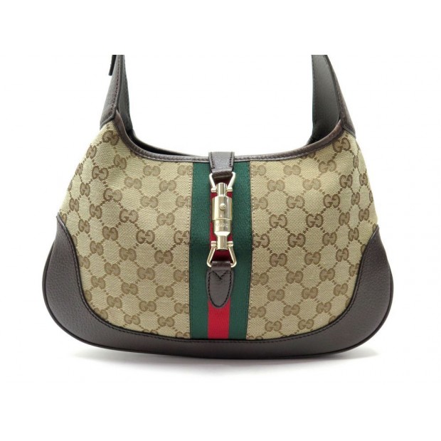 NEUF SAC A MAIN GUCCI JACKIE 153696 EN TOILE MONOGRAMMEE GG CUIR HOBO BAG 1360€