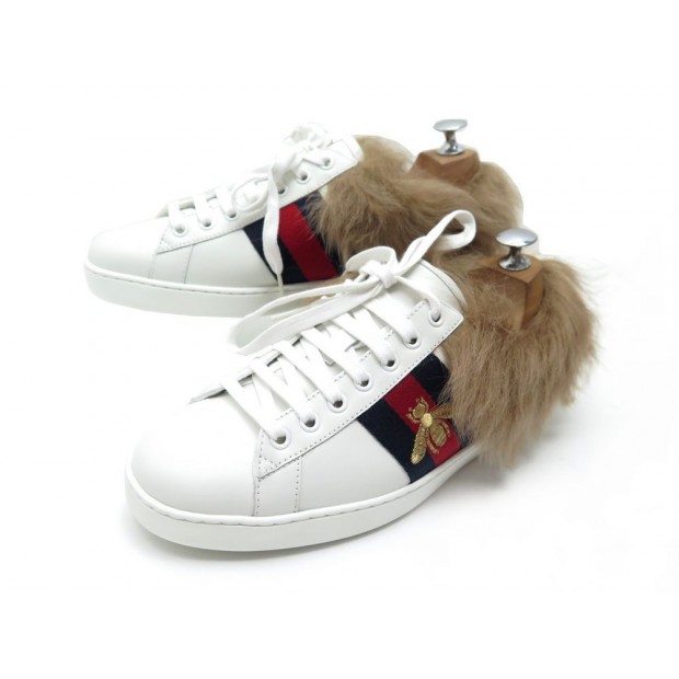 NEUF CHAUSSURES GUCCI SNEAKERS ACE FOURRURE