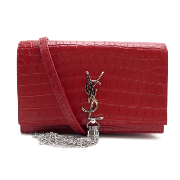 NEUF SAC PORTEFEUILLE SAINT LAURENT POCHETTE KATE WOC 452159 EN CUIR ROUGE 1290€