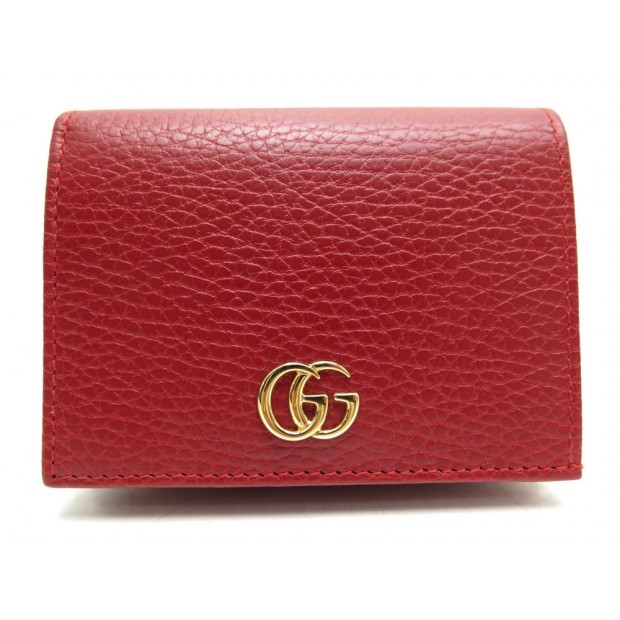 NEUF PORTE MONNAIE GUCCI 456126 PORTE CARTE EN CUIR ROUGE LEATHER WALLET 280€