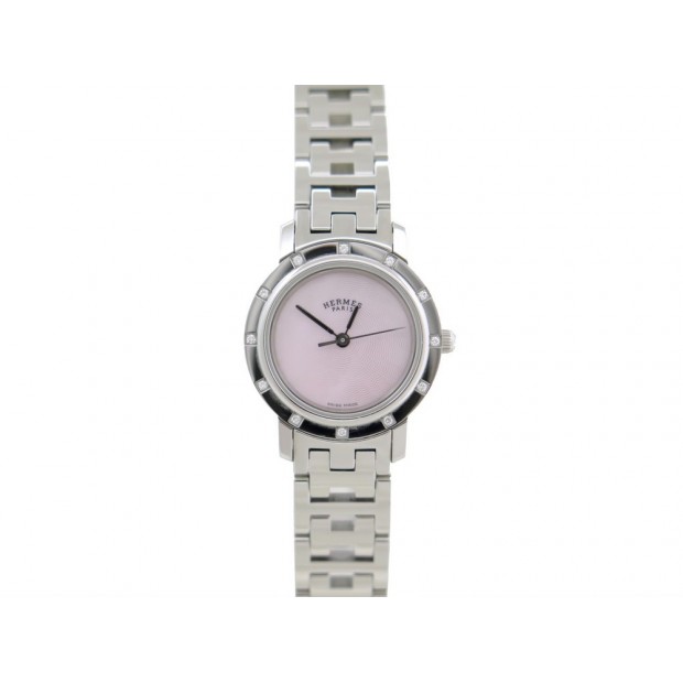 MONTRE HERMES CLIPPER CL4 230 EN ACIER ET DIAMANTS 24 MM + BOITE WATCH 3490€