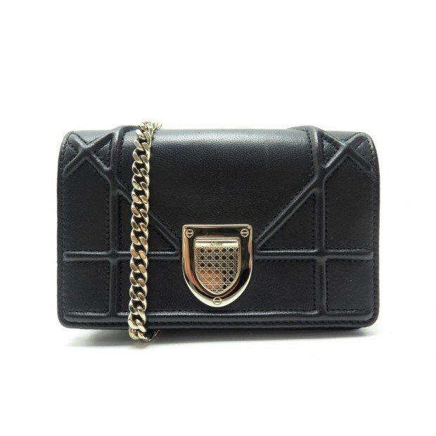 SAC A MAIN DIOR WALLET ON CHAIN DIORAMA CUIR NOIR 