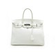 SAC A MAIN HERMES BIRKIN 35 PALLADIE CUIR GRAINE BLANC + BOITE LEATHER HAND BAG