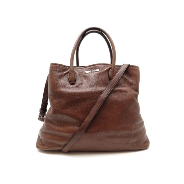 SAC A MAIN MIU MIU BANDOULIERE EN CUIR MARRON 38 CM LEATHER HAND BAG 1500€