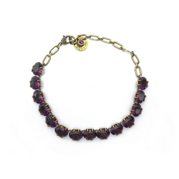 COLLIER GUCCI 413318 PIERRES VIOLETTES ET METAL DORE 43 CM + BOITE NECKLACE 450€