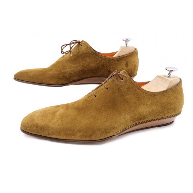 NEUF CHAUSSURES SANTONI RICHELIEU ONE CUT 3 OEILLETS 10 IT 44.5 FR EN DAIM 695€