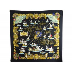 NEUF FOULARD HERMES VOILES DE LUMIERE PAR JOACHIM METZ SOIE NOIR SILK SCARF 495€