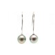 NEUF BOUCLE D OREILLE OR GRIS 18K PERLE TAHITI NOIRE 