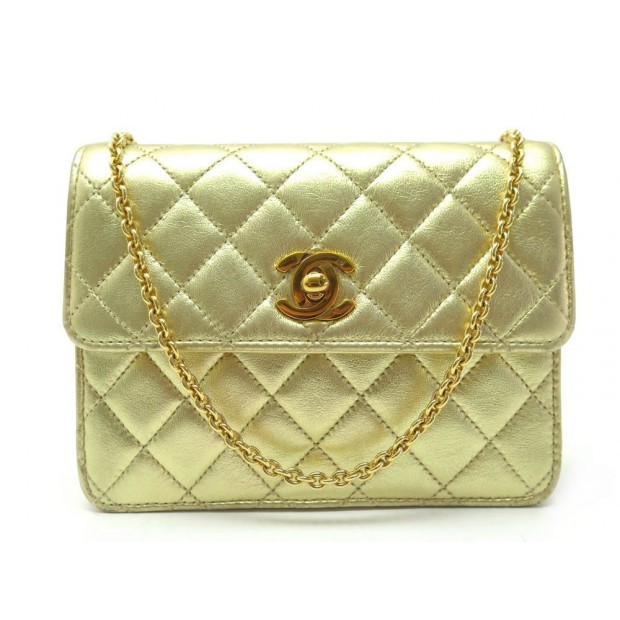 SAC A MAIN CHANEL TIMELESS MINI BANDOULIERE CUIR DORE POCHETTE LEATHER BAG 4250€