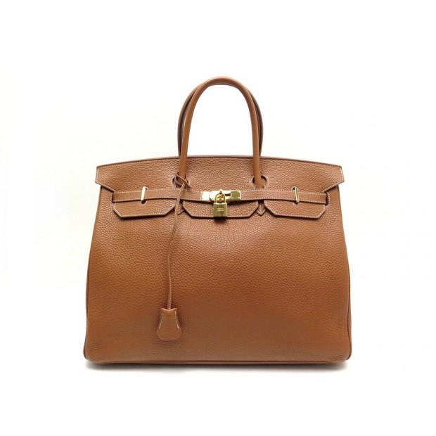 SAC A MAIN HERMES BIRKIN 40 EN CUIR TOGO GOLD + BOITE BROWN LEATHER HAND BAG