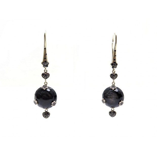 BOUCLES D'OREILLES PASQUALE BRUNI SISSI OR ONYX & DIAMANTS NOIRS EARRINGS 4800€