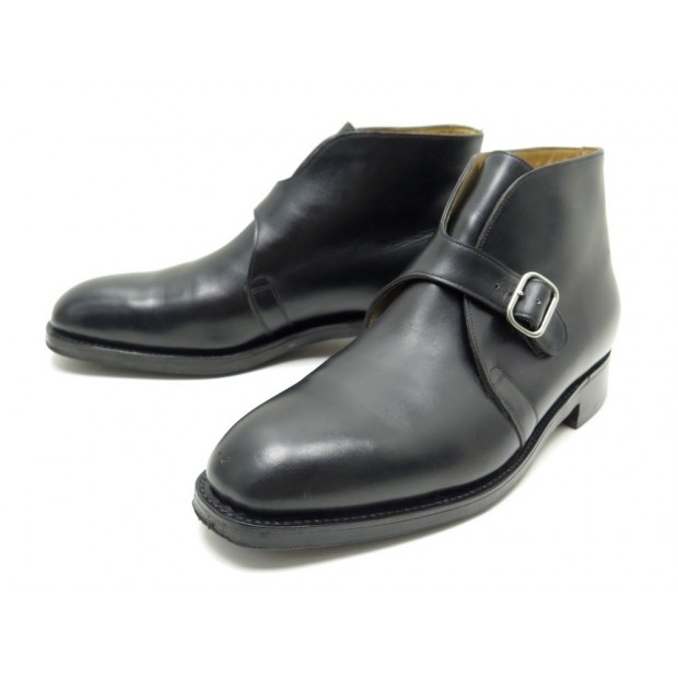 CHAUSSURES JOHN LOBB VARESE 7.5F 41.5 BOTTINES A BOUCLE CUIR NOIR BOOTS 1095€