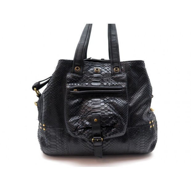 NEUF SAC A MAIN JEROME DREYFUSS BILLY M CUIR PYTHON NOIR LEATHER HAND BAG 1295€