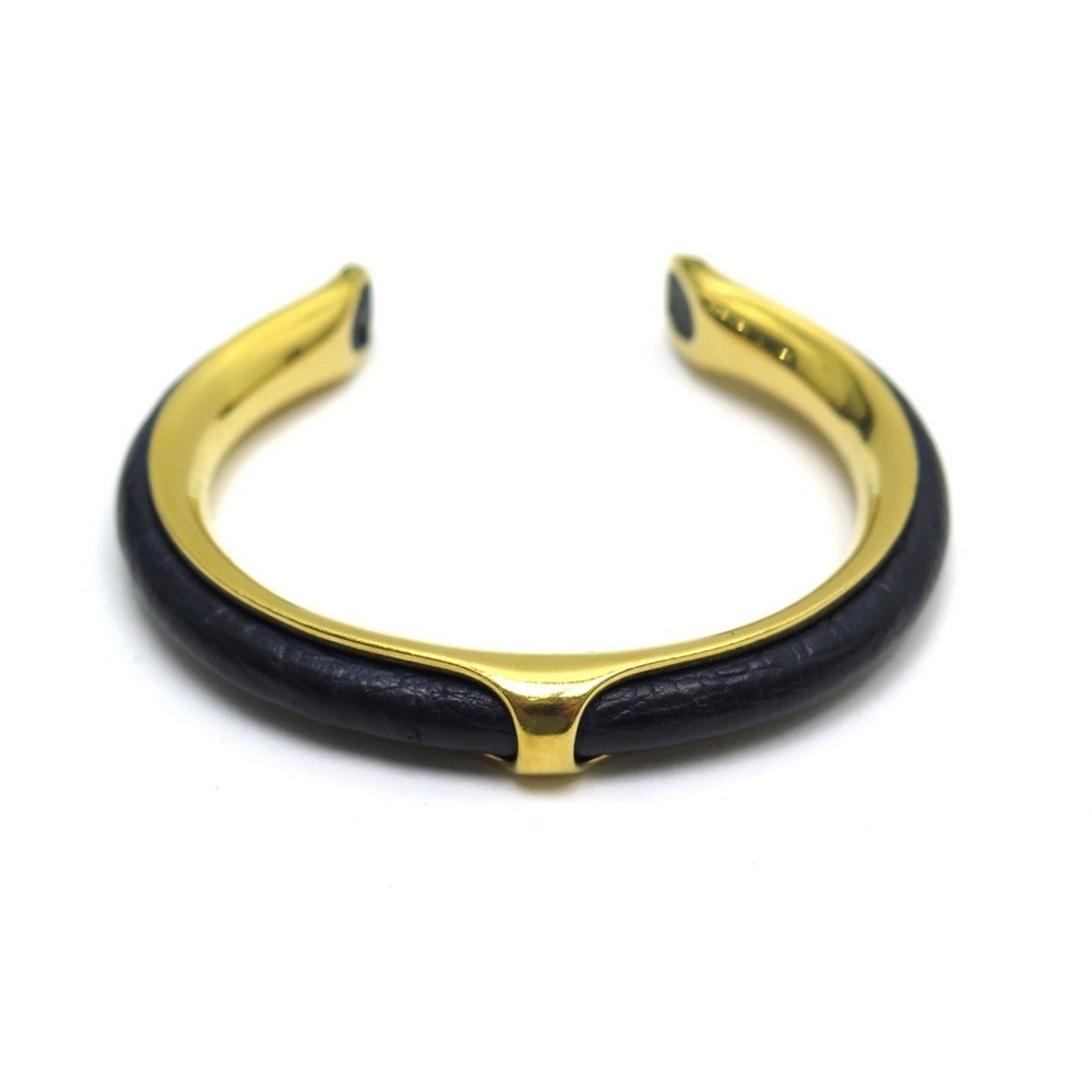 bracelet hermes kyoto taille 16 en metal dore et cuir