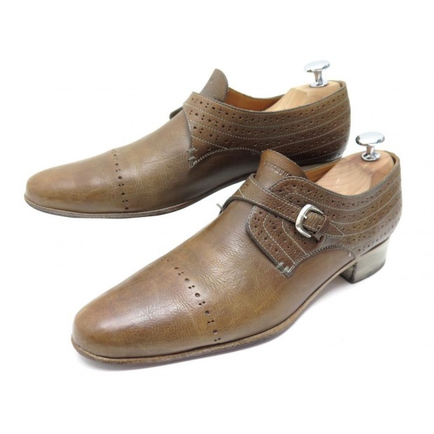 CHAUSSURES HESCHUNG 7 41 MOCASSINS A BOUCLE EN CUIR MARRON LEATHER LOAFERS 475€