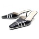 CHAUSSURES CHANEL 40 ESCARPINS MULES A TALONS EN CUIR VERNI NOIR PUMP SHOES 730€