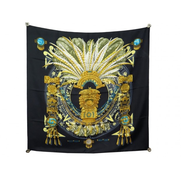 FOUARD HERMES MEXIQUE AZTEQUE SOIE NOIR 