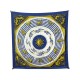 FOULARD HERMES DIES ET HORE PAR FRANCOISE FACONNET EN SOIE BLEU SILK SCARF 375€