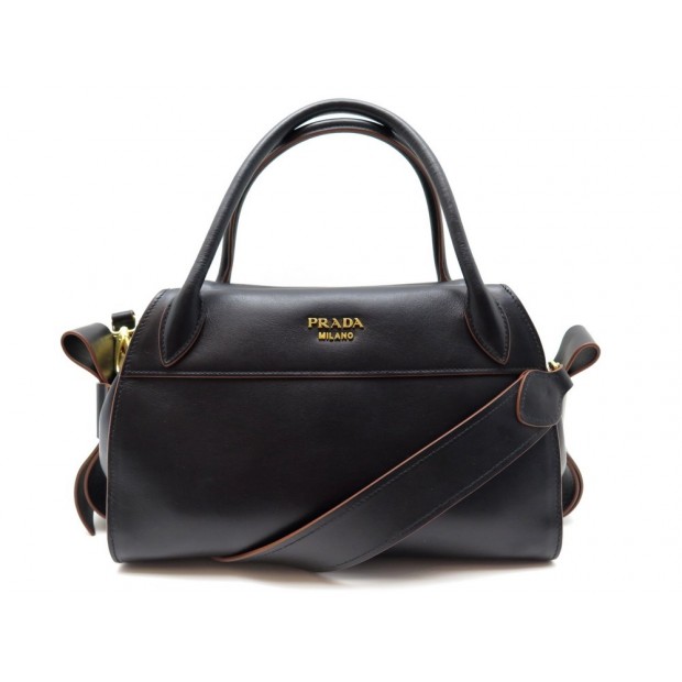 SAC A MAIN PRADA BOWLING BANDOULIERE EN CUIR NOIR BLACK LEATHER HANDBAG 1900€