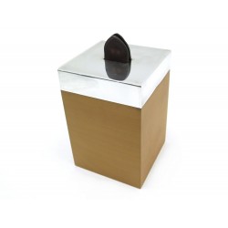 BOITE HERMES POT A CRAYONS BUREAU EN BOIS ET METAL ARGENT WOODEN PENCIL BOX