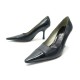 NEUF CHAUSSURES CHANEL ESCARPINS 38.5 CUIR NOIR 