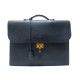 SACOCHE HERMES SAC A DEPECHES 2 SOUFFLETS CARTABLE EN CUIR COURCHEVEL BLEU 5800€