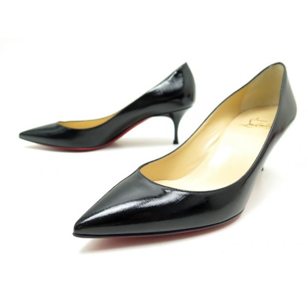 NEUF CHAUSSURES CHRISTIAN LOUBOUTIN ESCARPINS KATE 37 EN CUIR NOIR SHOES 545€