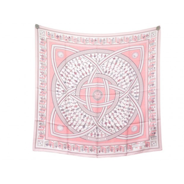 NEUF FOULARD HERMES DONNER LA MAIN PETROSSIAN CARRE 90 SOIE ROSE SILK SCARF 375€