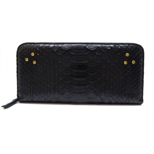 NEUF PORTEFEUILLE JEROME DREYFUSS MALCOLM EN CUIR PYTHON NOIR BLACK WALLET 525€