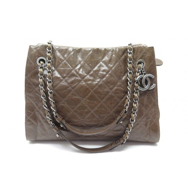 SAC A MAIN CHANEL SHOPPING BANDOULIERE EN CUIR MATELASSE CAVIAR MARRON BAG 4150€