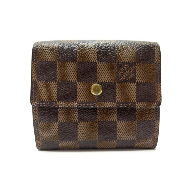 PORTEFEUILLE LOUIS VUITTON ELISE PORTE MONNAIE EN TOILE DAMIER EBENE WALLET 435€