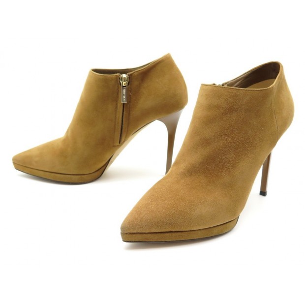 CHAUSSURES JIMMY CHOO 38.5 IT 39 FR BOTTINES A TALONS EN DAIM CAMEL BOOTS 775€