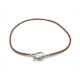 NEUF COLLIER HERMES JUMBO 51 CM CUIR MARRON PALLADIE BRACELET NEW NECKLACE 261€