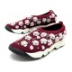 CHAUSSURES DIOR FUSION 36 BASKETS TOILE BORDEAUX ET STRASS FLOWERS SNEAKERS 890€