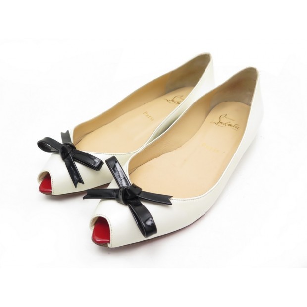 CHAUSSURES CHRISTIAN LOUBOUTIN BALLERINES 37 EN CUIR BLANC LEATHER SHOES 959€