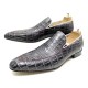 NEUF CHAUSSURES ZILLI 12 46 MOCASSINS CUIR CROCODILE GRIS + BOITE LOAFERS 5400€