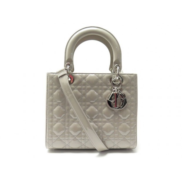 NEUF SAC A MAIN CHRISTIAN DIOR LADY PM BANDOULIERE CUIR VERNI CANNAGE 