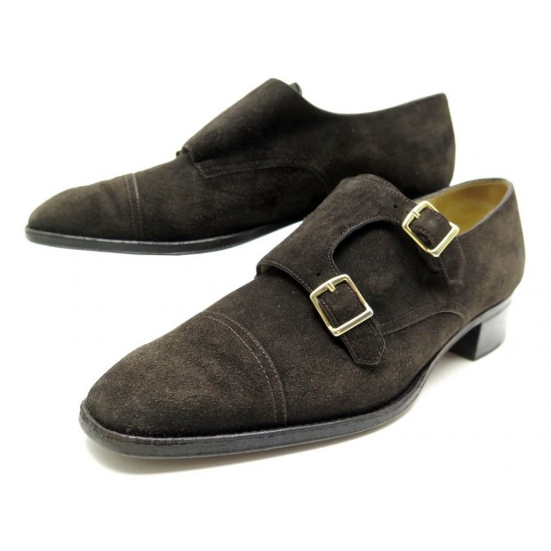 CHAUSSURES JOHN LOBB 39 MOCASSINS A TALONS DAIM MARRON BROWN SUEDE LOAFERS 1225€